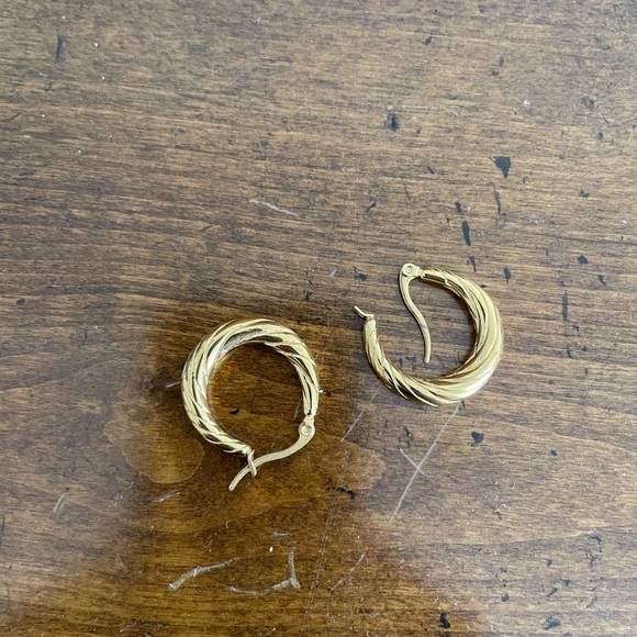 Gold Chunky Hoop Earrings - Picture 2 of 2